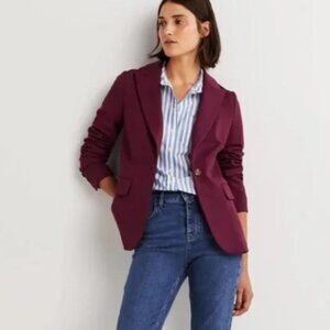 NWOT BODEN Tailored Stretch Jersey Blazer Mulled Wine Burgundy Size 10 Office